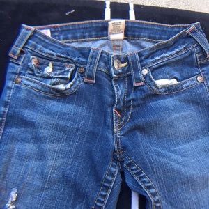 Boot cut, light blue w rips true religion jeans